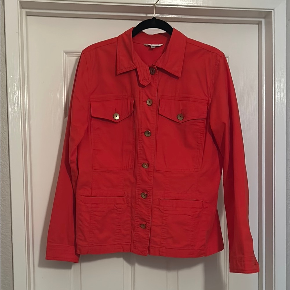 Red Utility Jacket with Long Sleeves and Casual Style